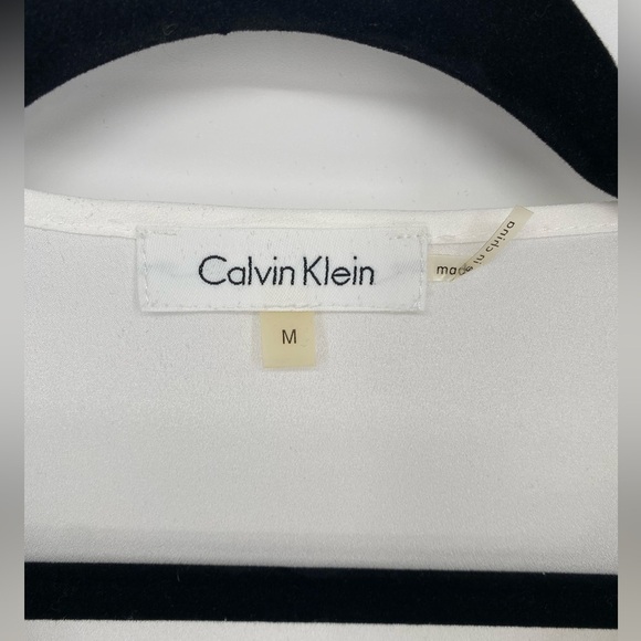 Calvin Klein white sheer blouse with roll up button adjustable sleeves med - Picture 6 of 11